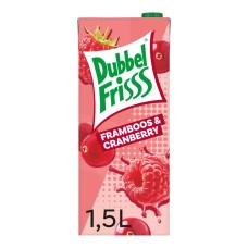 Dubbelfrisss Framboos Cranberry 1,5 Liter Paken Tray 8 Stuks