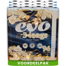  WC Papier Evo 3-Laags Toiletpapier 3x32 Rol Ultra Zacht Voordeelverpakking 96 rollen a 132 vel per rol