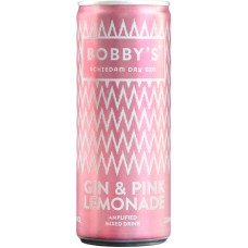 Bobby's Gin & Pink Lemonade Premix Blikjes 25cl tray 12 Stuks