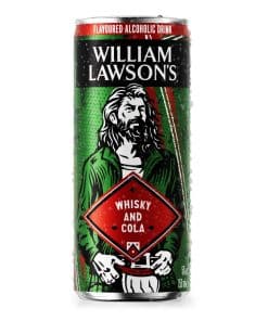 William Lawson's Whisky Cola premix in blikjes van 25cl, verkrijgbaar per tray van 24 stuks