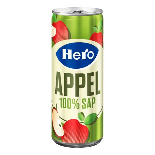 Hero Appelsap Blikjes 25cl – Tray 24 Stuks | 100% Puur Sap Zonder Toegevoegde Suikers