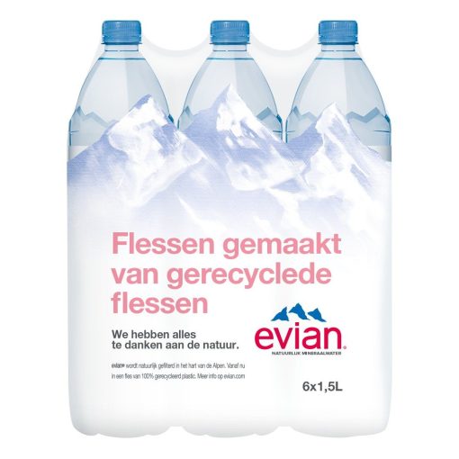 Evian Mineraalwater 1,5 Liter Pet Fles 6 Stuks (koolzuurvrij)