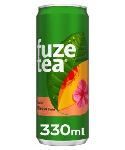 Fuze Tea Peach Hibiscus Blikjes 33cl Tray 24 Stuks – natuurlijke ijsthee met perzik en hibiscus