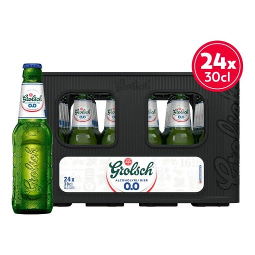 Grolsch 0.0 Bier Krat Flesjes 30cl Alcoholvrij pils in statiegeldkrat