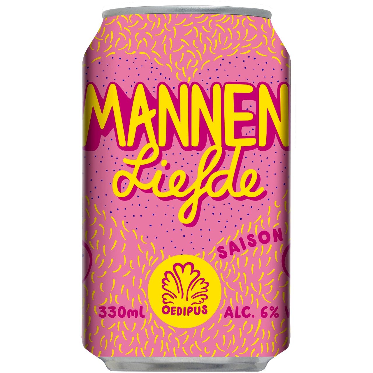 Oedipus Mannenliefde Bier blikjes 33cl – tray met 12 blikjes fris en kruidig speciaalbier van Oedipus Brewing.