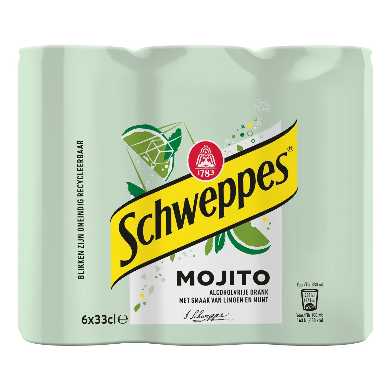 Schweppes Virgin Mojito Blikjes 33cl Tray 24 Stuks, foto 2 van 2