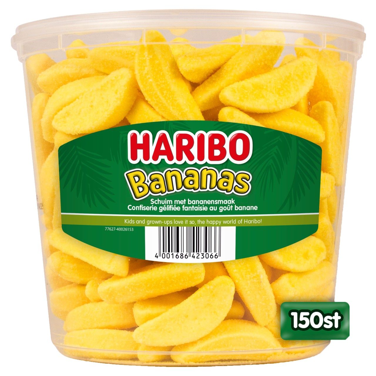Haribo Gesuikerde Bananen Silo Emmer – 150 schuimbanaantjes