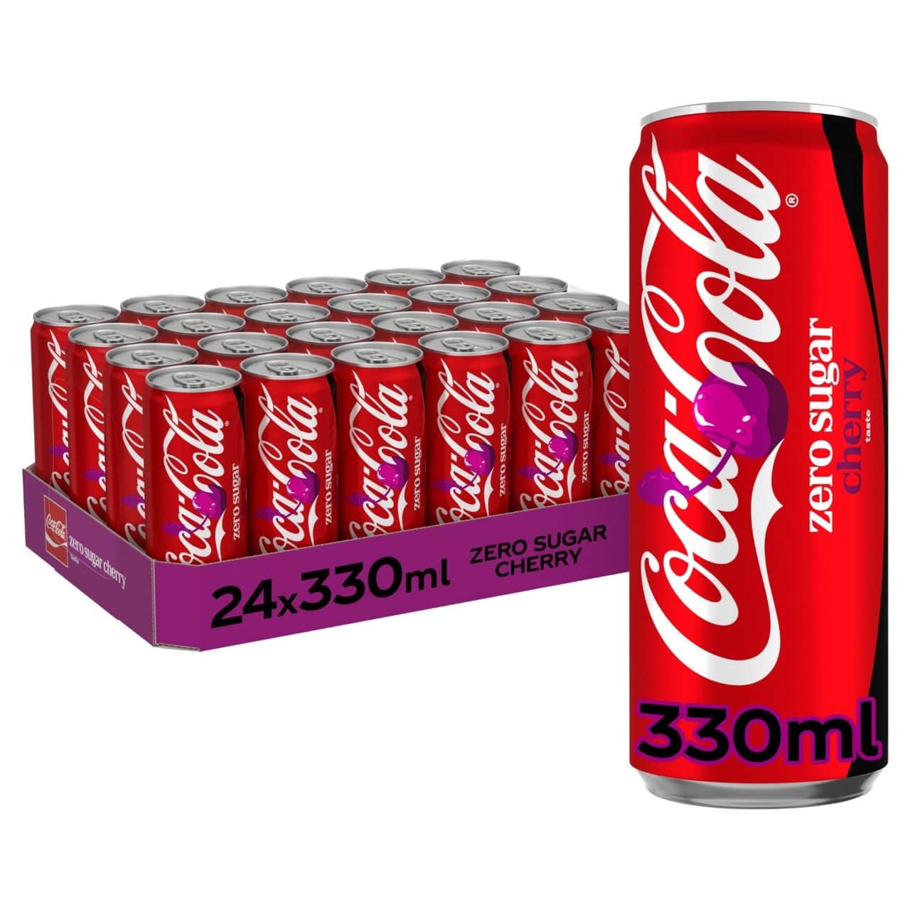 Coca Cola Cherry ZERO Blikjes 33cl Tray 24 Stuks (NL), foto 2 van 3