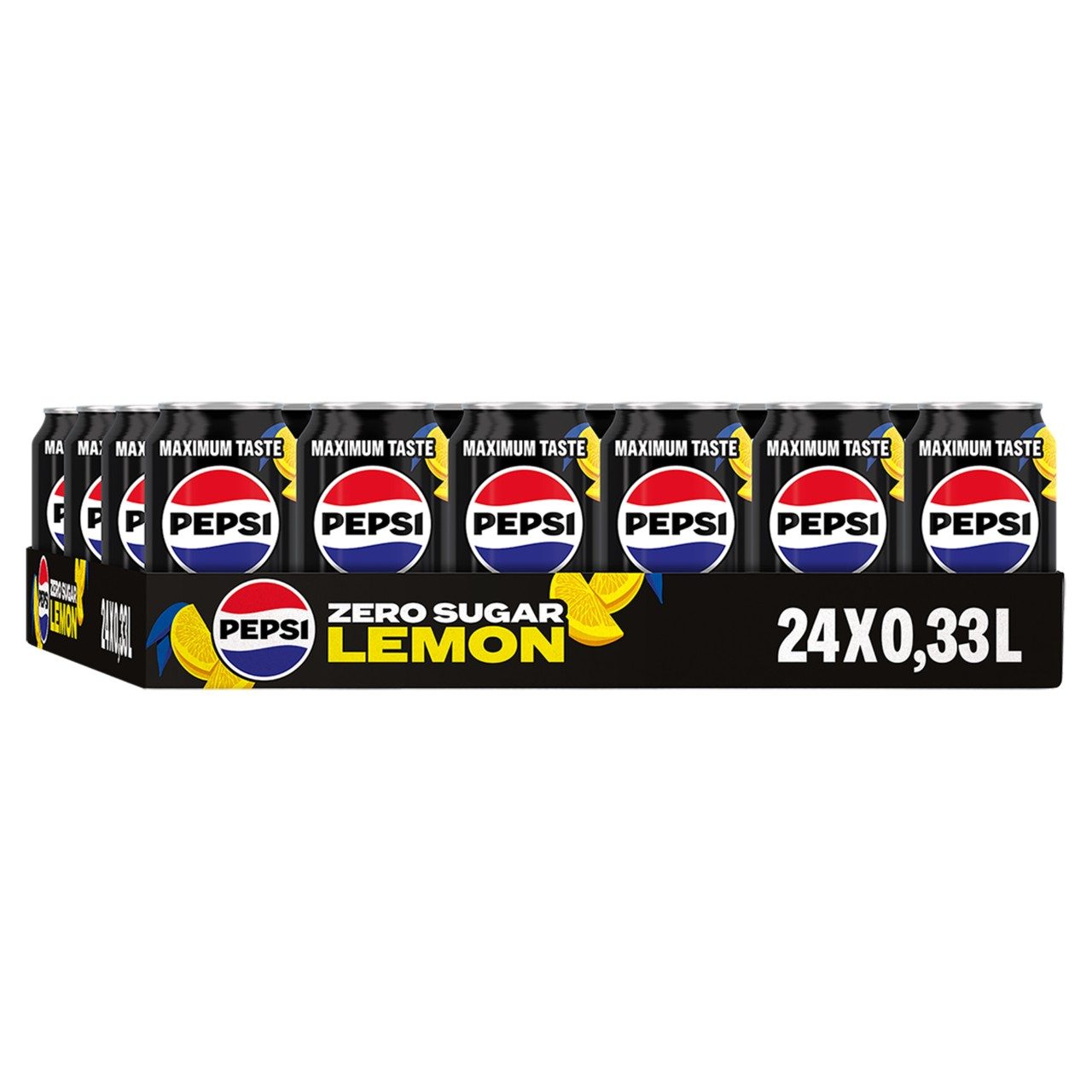 Pepsi Cola Zero Lemon Blikjes 33cl Tray 24 Stuks – suikervrije cola met frisse citroensmaak