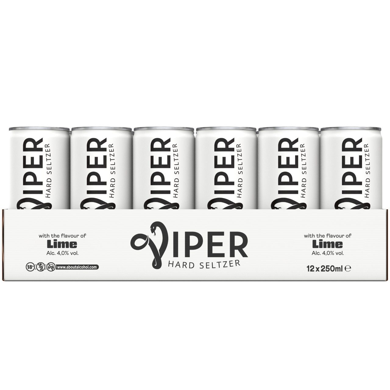 Tray met 12 Viper Lime Hard Seltzer blikjes van 25cl