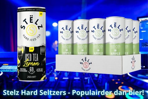 Stëlz Hard Seltzer Apple en AED Lemon nieuwe smaken – frisse bruisdranken zonder suiker, populair bij studenten en horeca.