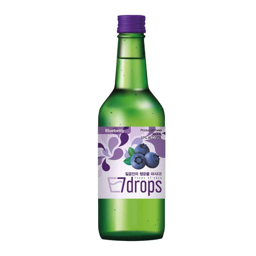 7 Drops Soju Bosbessen 360ml Koreaanse fruitsoju fles
