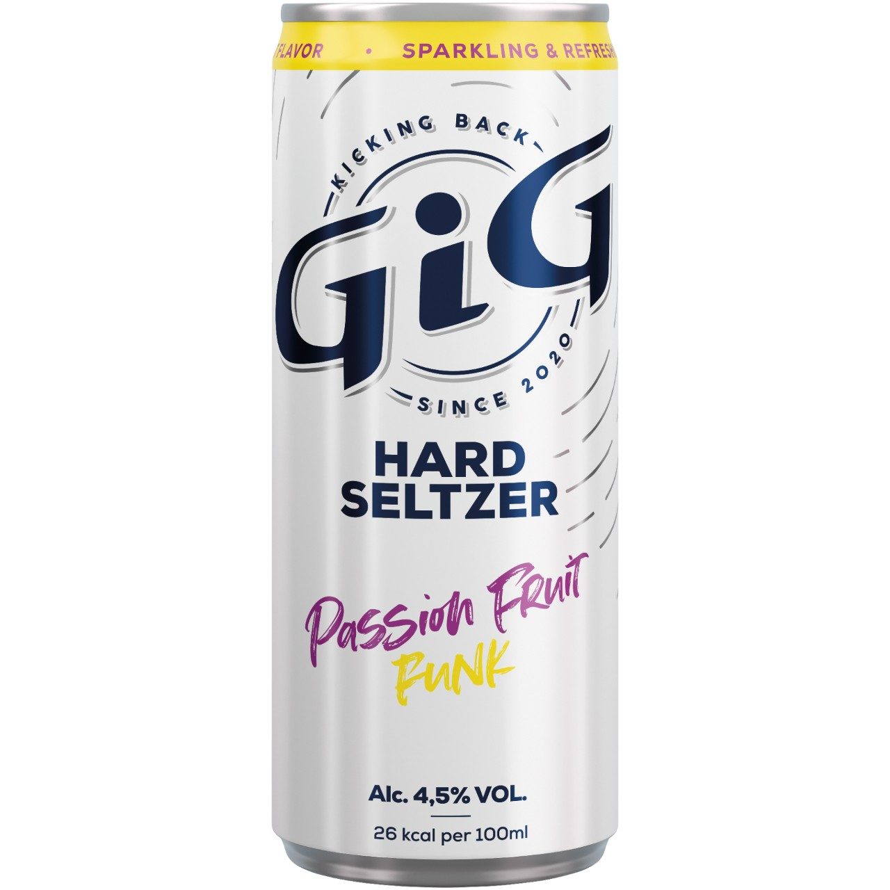 GiG Passionfruit Hard Seltzer 25cl hard seltzer blikjes tray 12 stuks
