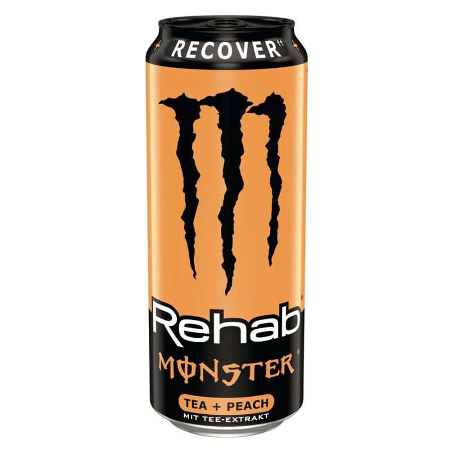 Monster Juiced Rehab Tea Peach Energy Drink Blikjes 50cl Tray 12 Stuks