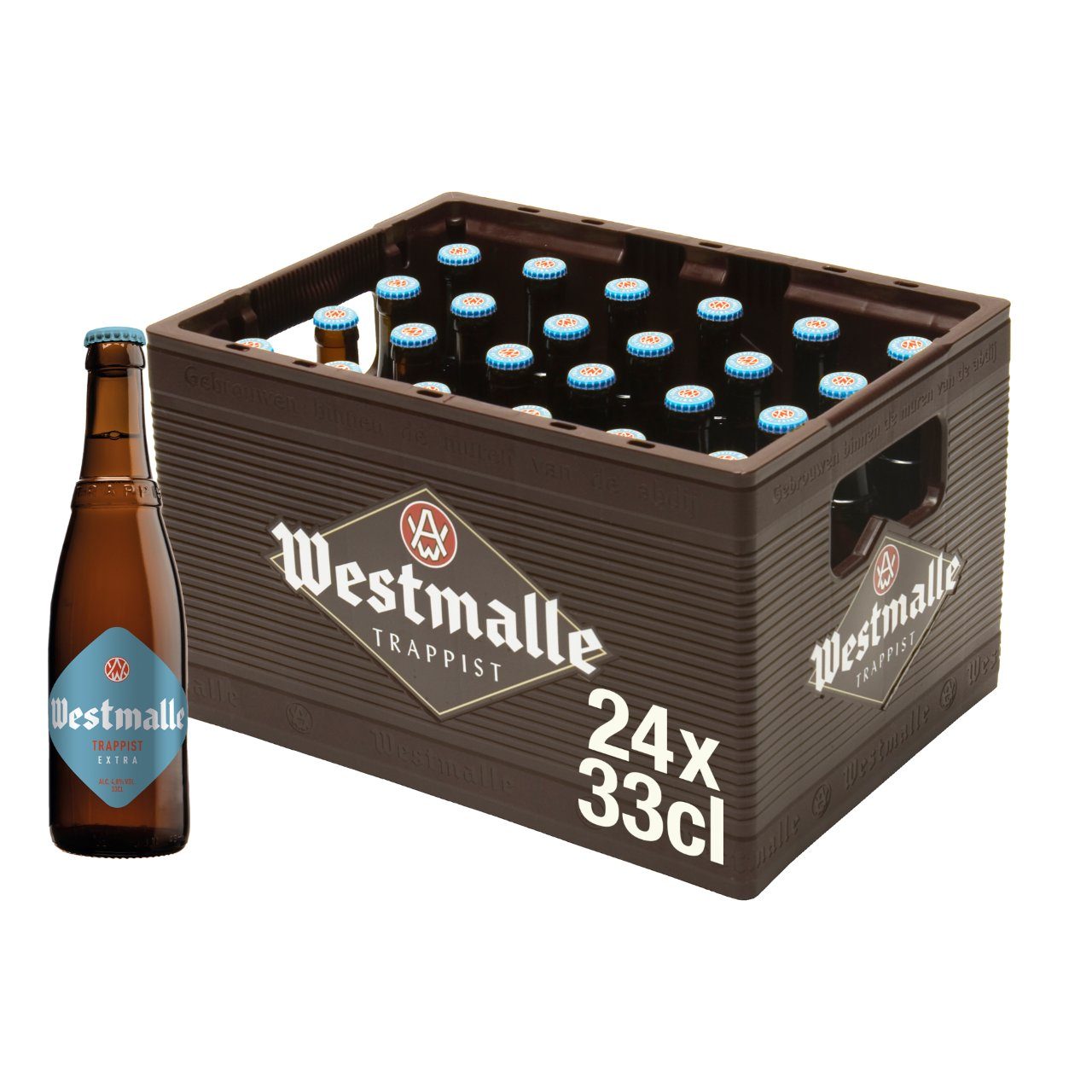 Westmalle Extra Trappist bier flesjes 33cl krat 24 stuks