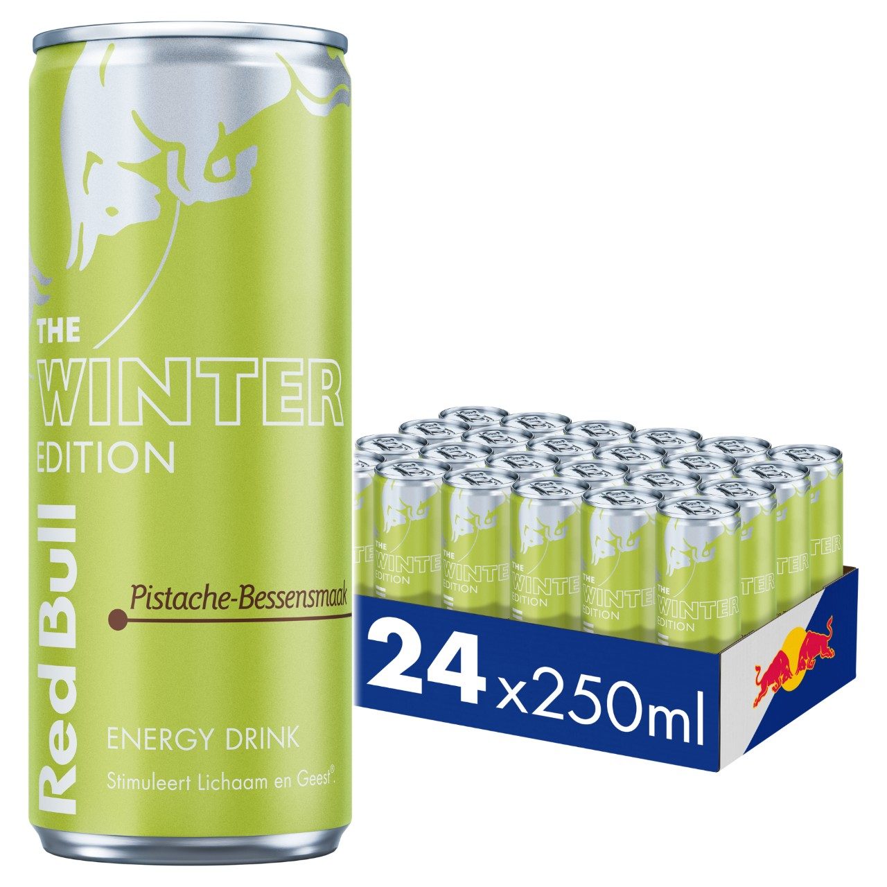 Red Bull Winter Edition Pistache Bessensmaak blikjes 25cl Tray 24 Stuks